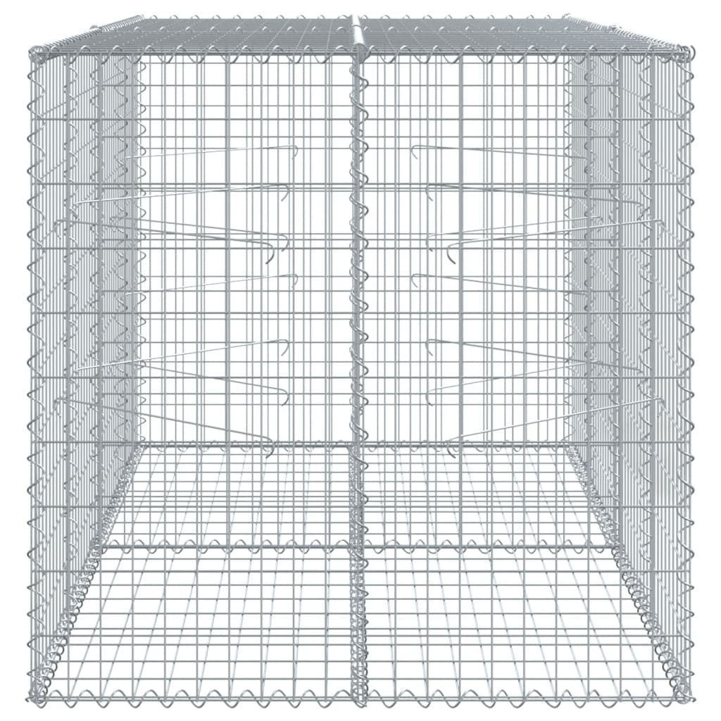 vidaXL gabiona grozs ar vāku, 200x100x100 cm, cinkota dzelzs