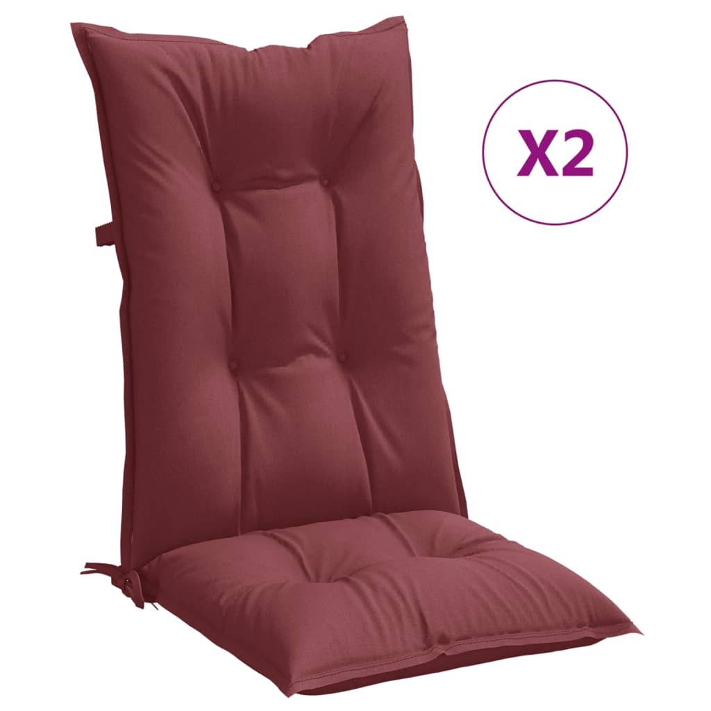 vidaXL dārza krēslu spilveni, 2 gab., vīnsarkani, 120x50x7 cm, audums