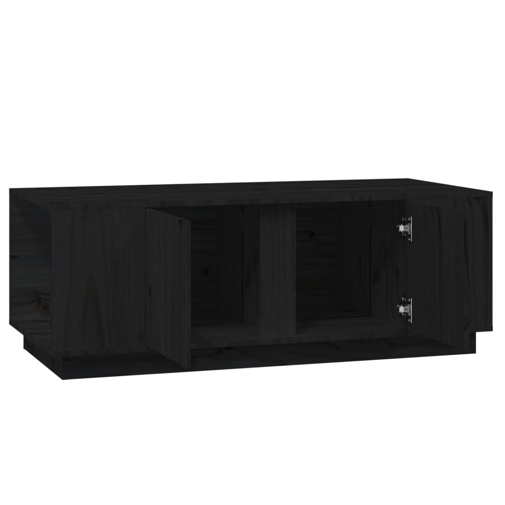 vidaXL kafijas galdiņš, melns, 110x50x40 cm, priedes masīvkoks