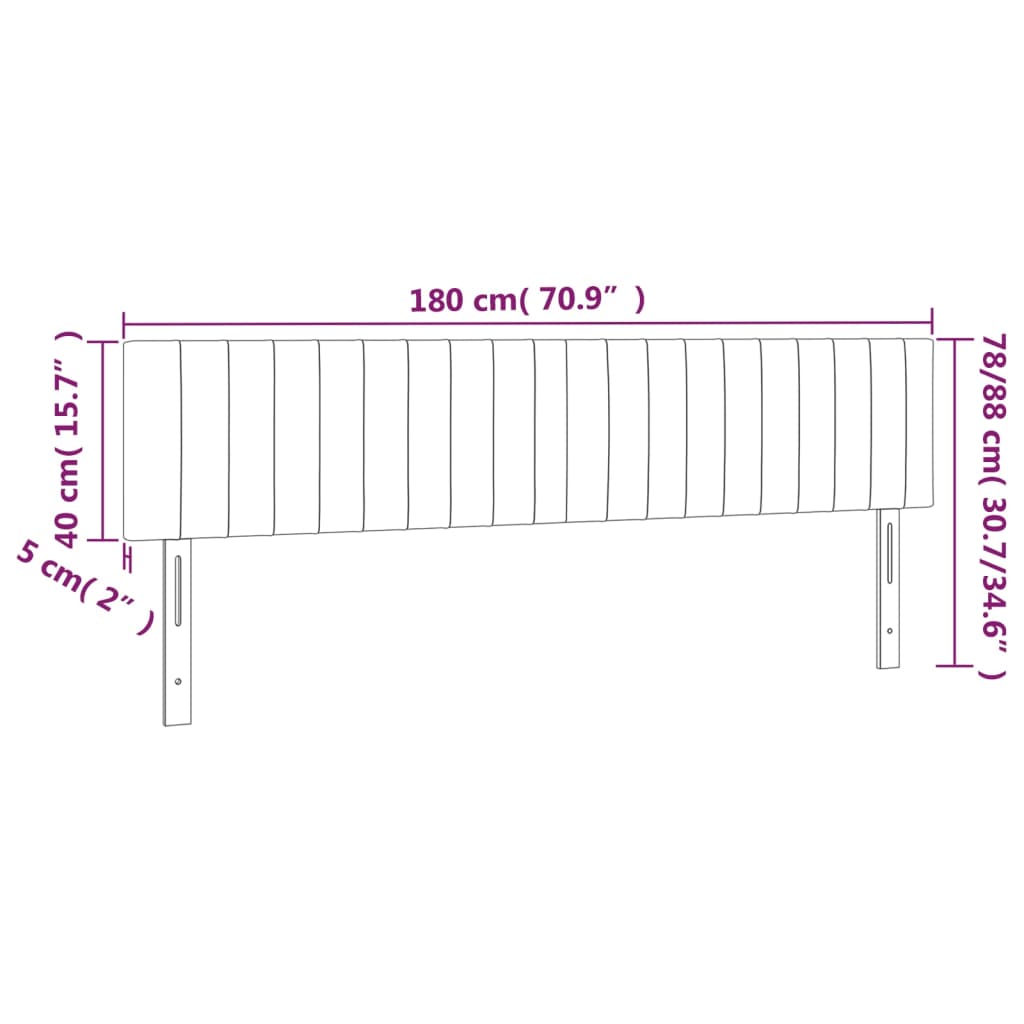 vidaXL gultas galvgalis ar LED, 180x5x78/88 cm, tumši pelēks samts