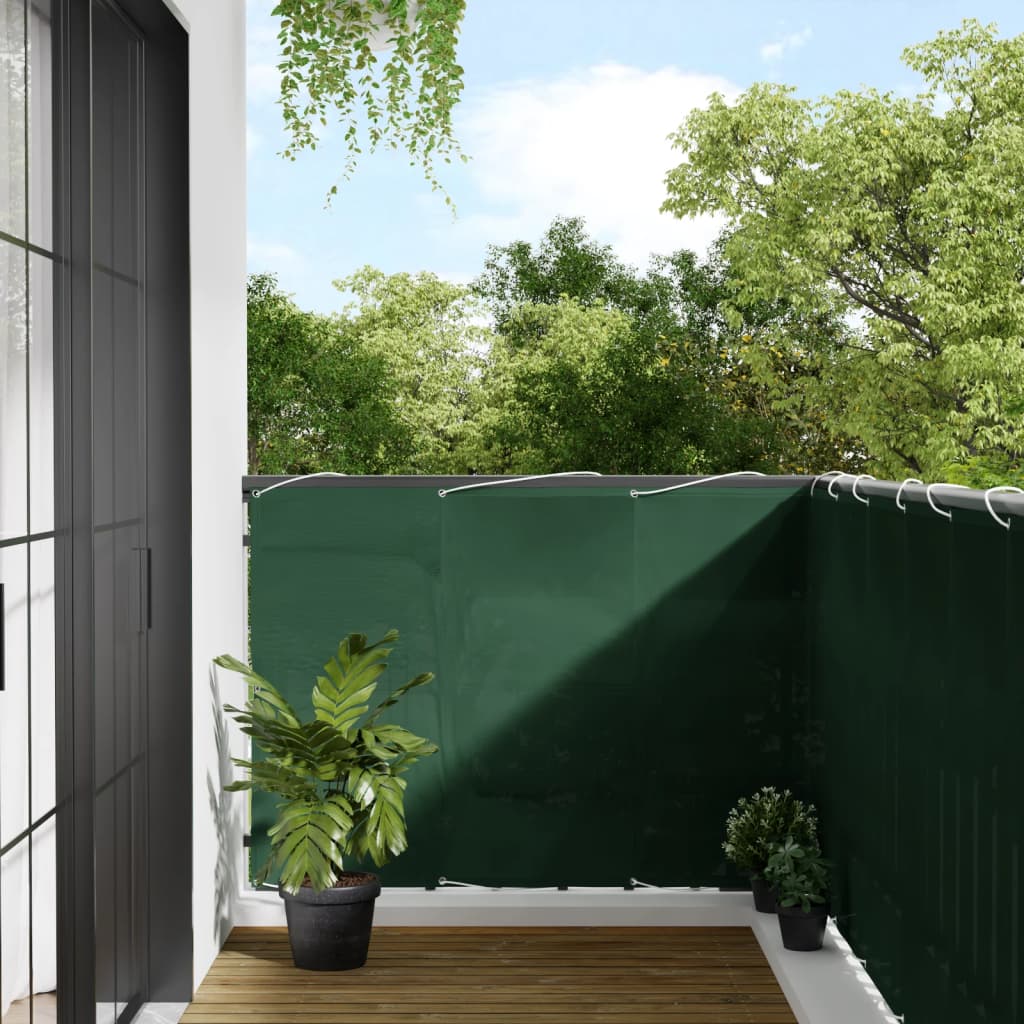 vidaXL balkona aizslietnis, tumši zaļš, 120x800 cm, 100% poliestera
