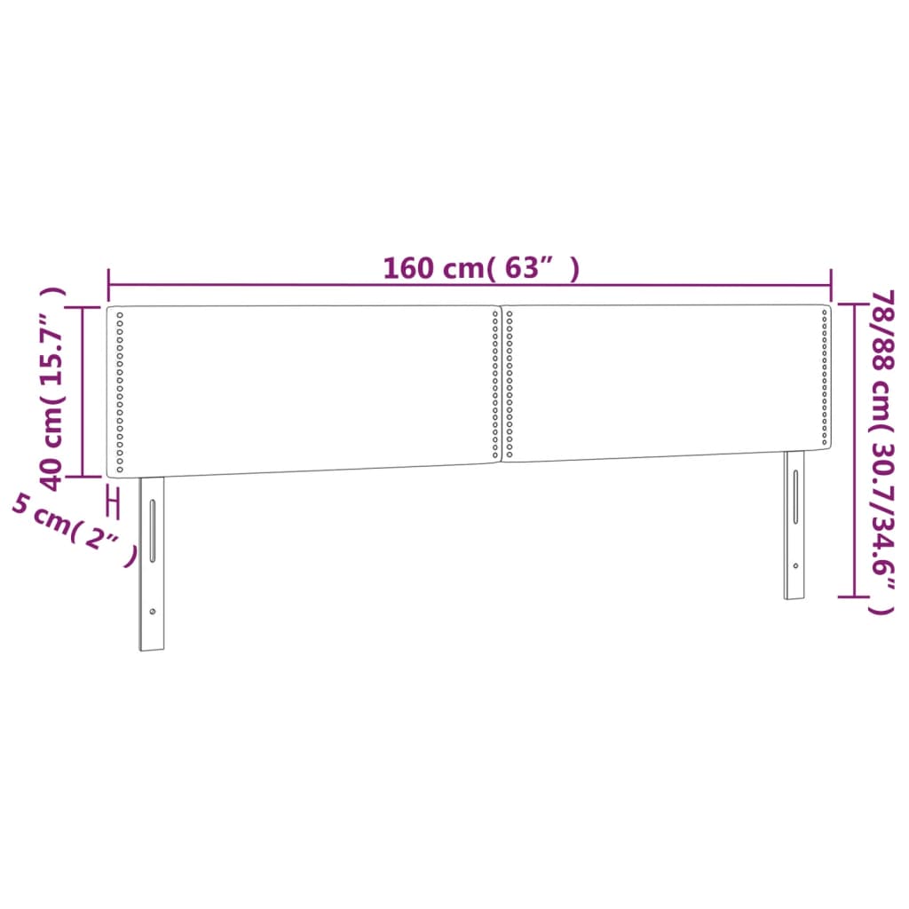 vidaXL gultas galvgaļi, 2 gab., 80x5x78/88 cm, melns audums