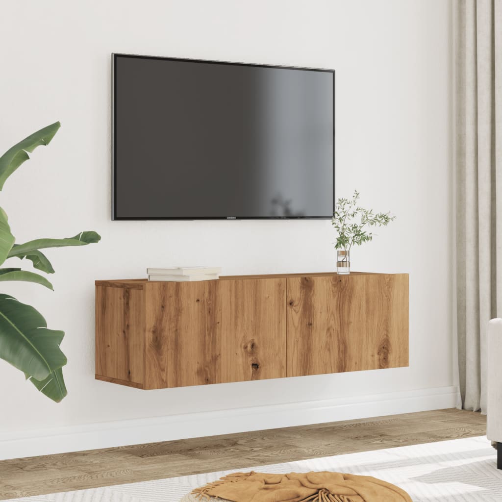 vidaXL sienas TV skapīši, 2 gab., koka krāsa, 100x30x30 cm