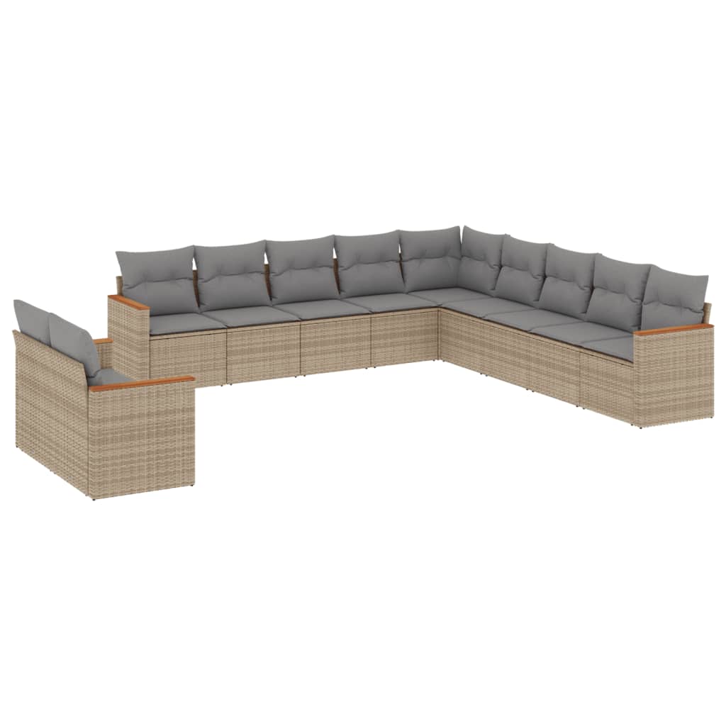 vidaXL 11-daļīgs dārza dīvāna komplekts ar matračiem,PE rotangpalma