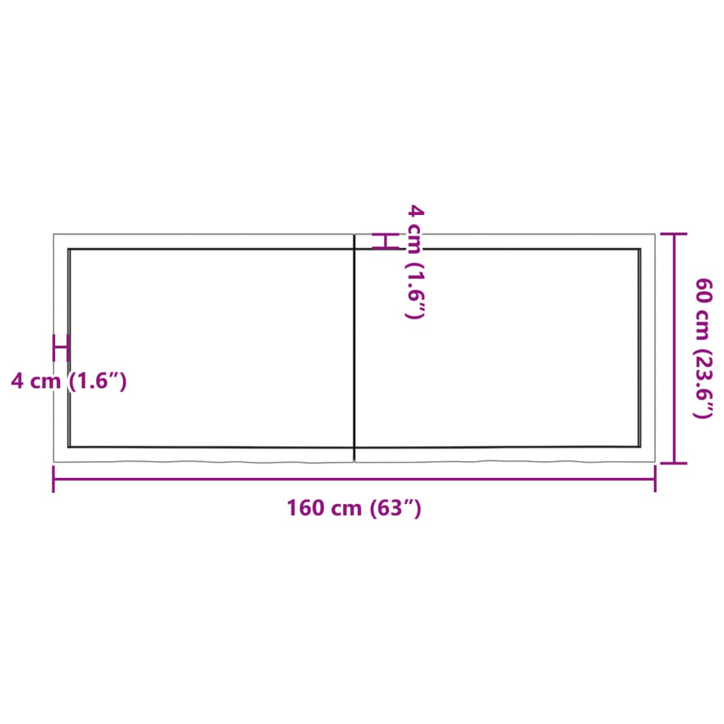 vidaXL vannasistabas letes virsma 160x60x(2-6)cm apstrādāts masīvkoks