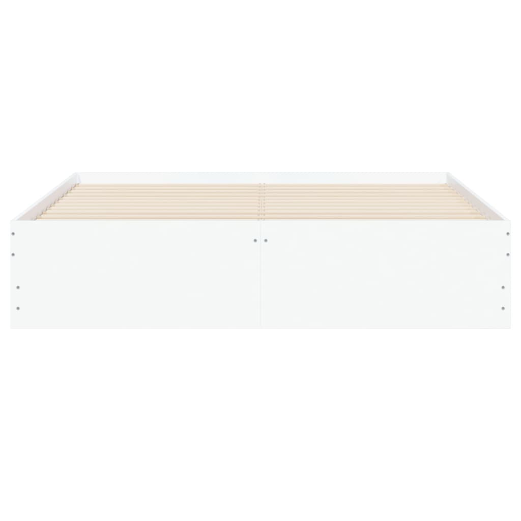 vidaXL gultas rāmis ar atvilktnēm, balts, 150x200cm, inženierijas koks