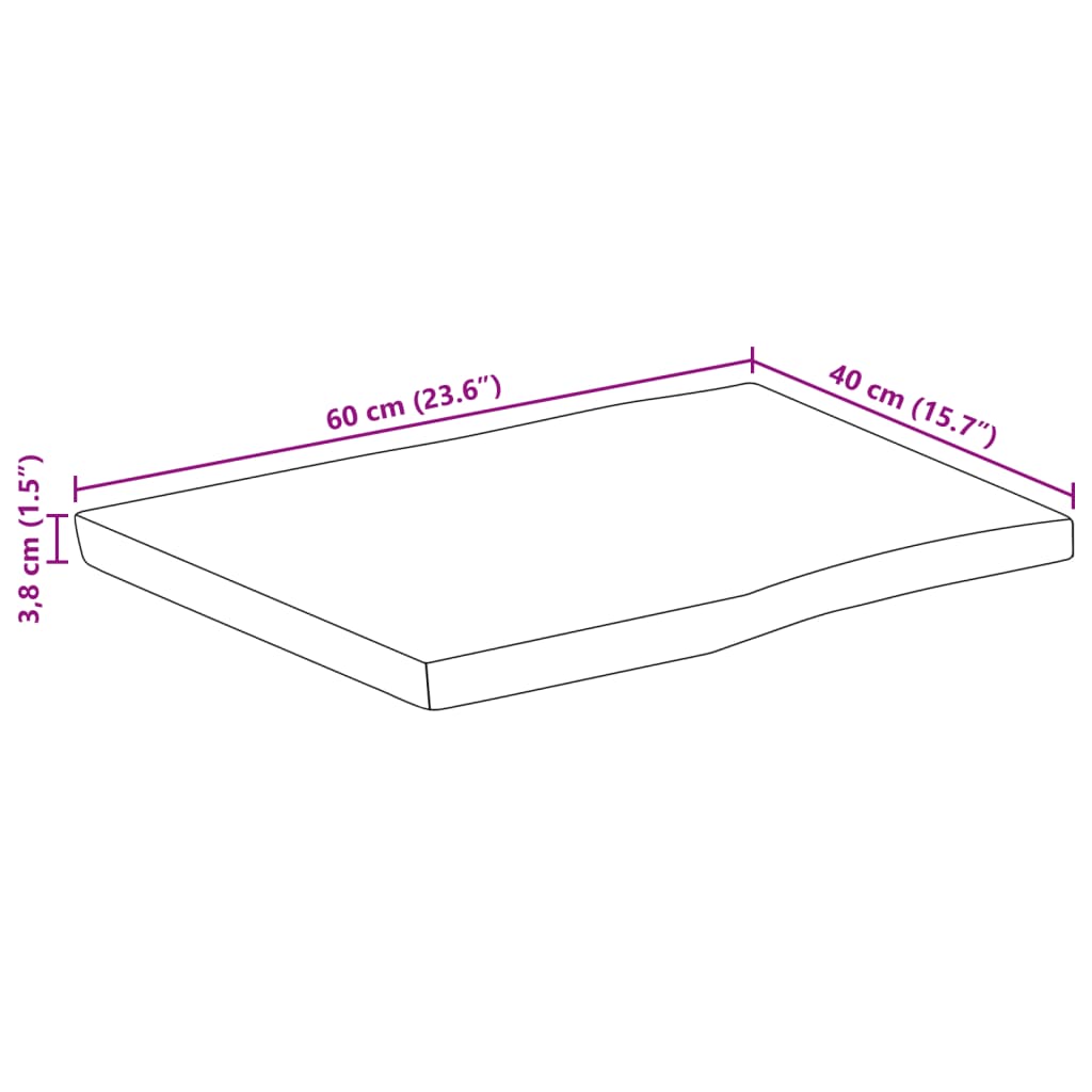 vidaXL galda virsma, 60x40x3,8 cm, mango masīvkoks