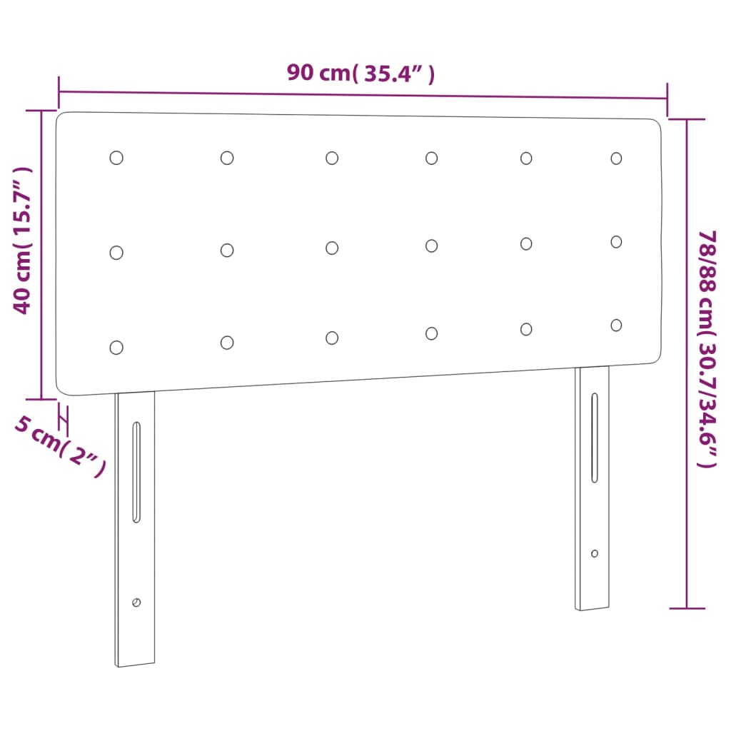 vidaXL gultas galvgalis ar LED, 90x5x78/88 cm, pelēkbrūns audums