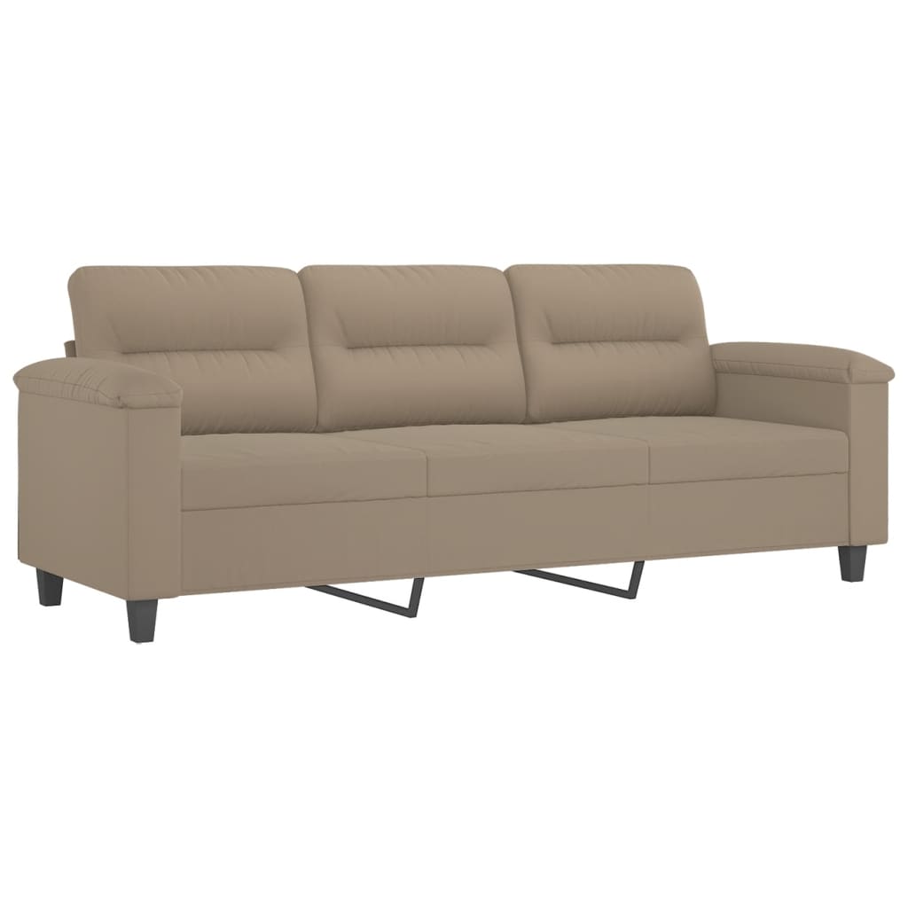 vidaXL trīsvietīgs dīvāns ar spilveniem, 180 cm, pelēkbrūns audums