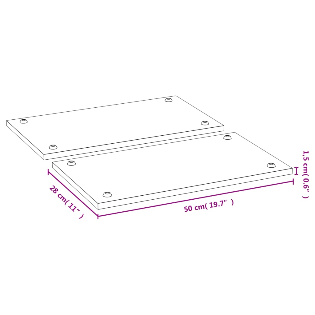 vidaXL plīts virsmas pārsegi, 2 gab., 50x28x1,5 cm, bambuss