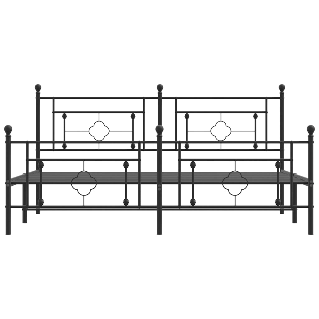 vidaXL gultas rāmis ar galvgali un kājgali, melns metāls, 183x213 cm