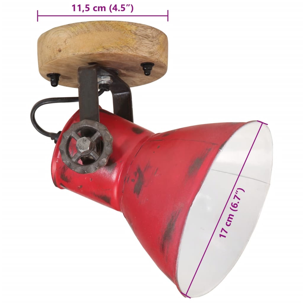 vidaXL sienas lampa, 25 W, bružāti sarkana, 11,5x11,5x25 cm E27