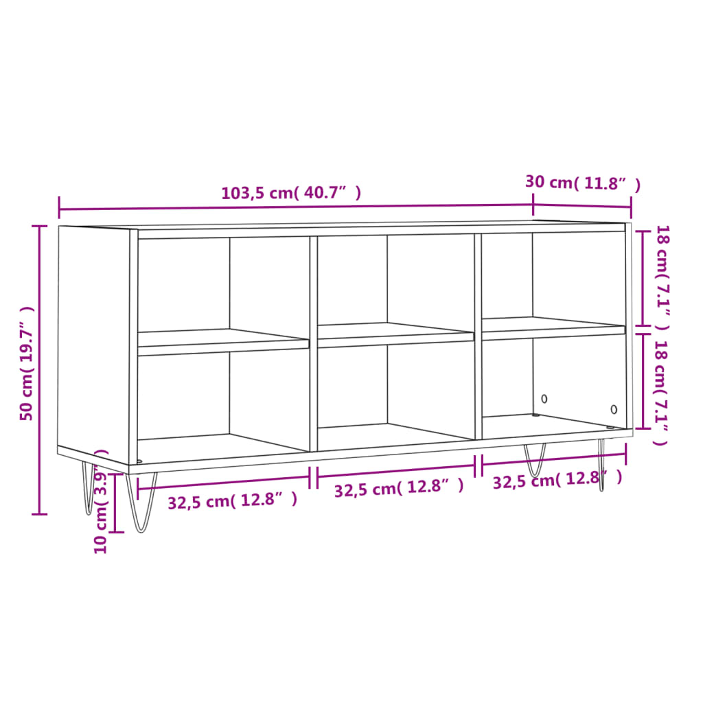 vidaXL TV skapītis, ozolkoka krāsa, 103,5x30x50 cm, inženierijas koks