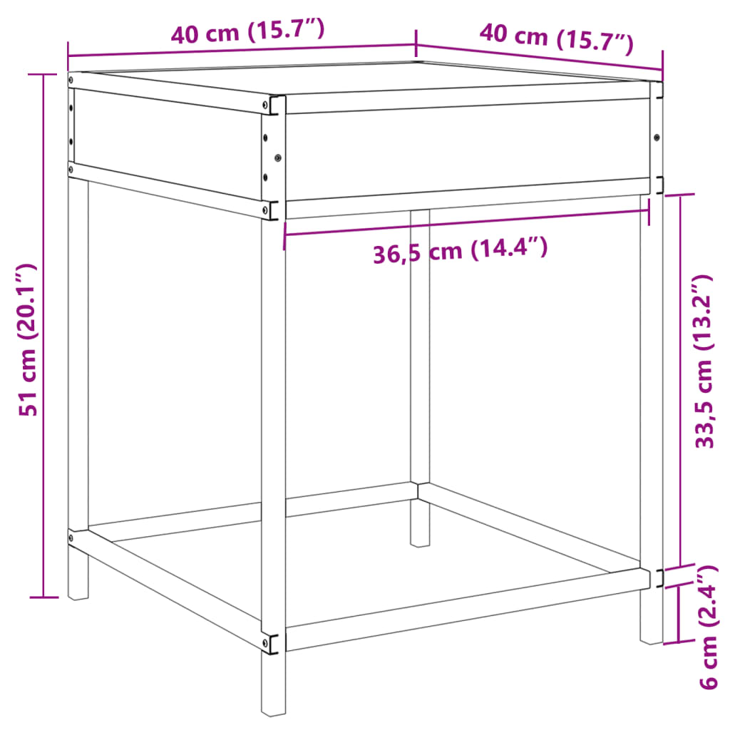 vidaXL kafijas galdiņš ar LED, melns, 40x40x51 cm