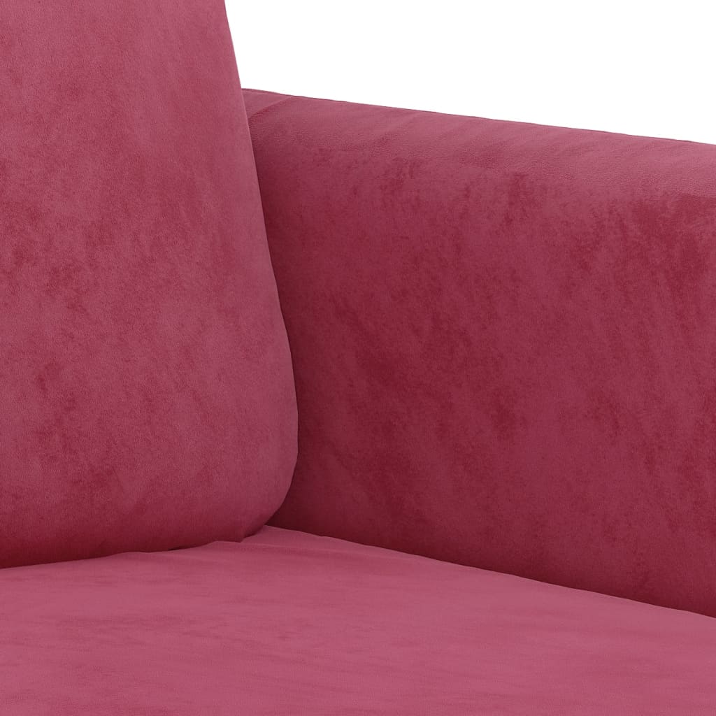 vidaXL trīsvietīgs dīvāns, vīnsarkans, 180 cm, samts
