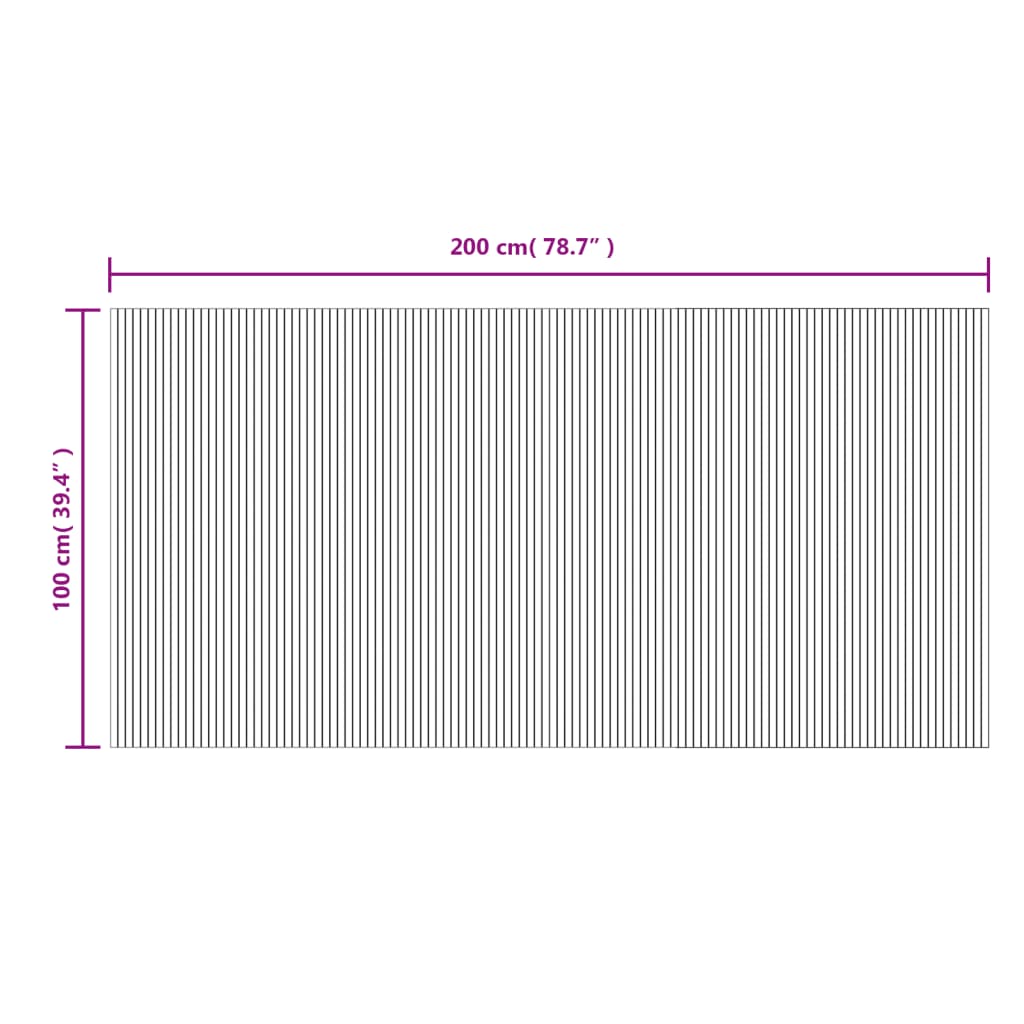 vidaXL paklājs, taisnstūra forma, dabīga krāsa, 100x200 cm, bambuss