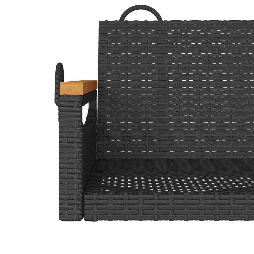 vidaXL šūpoļkrēsls, melns, 109x62x40 cm, PE rotangpalma