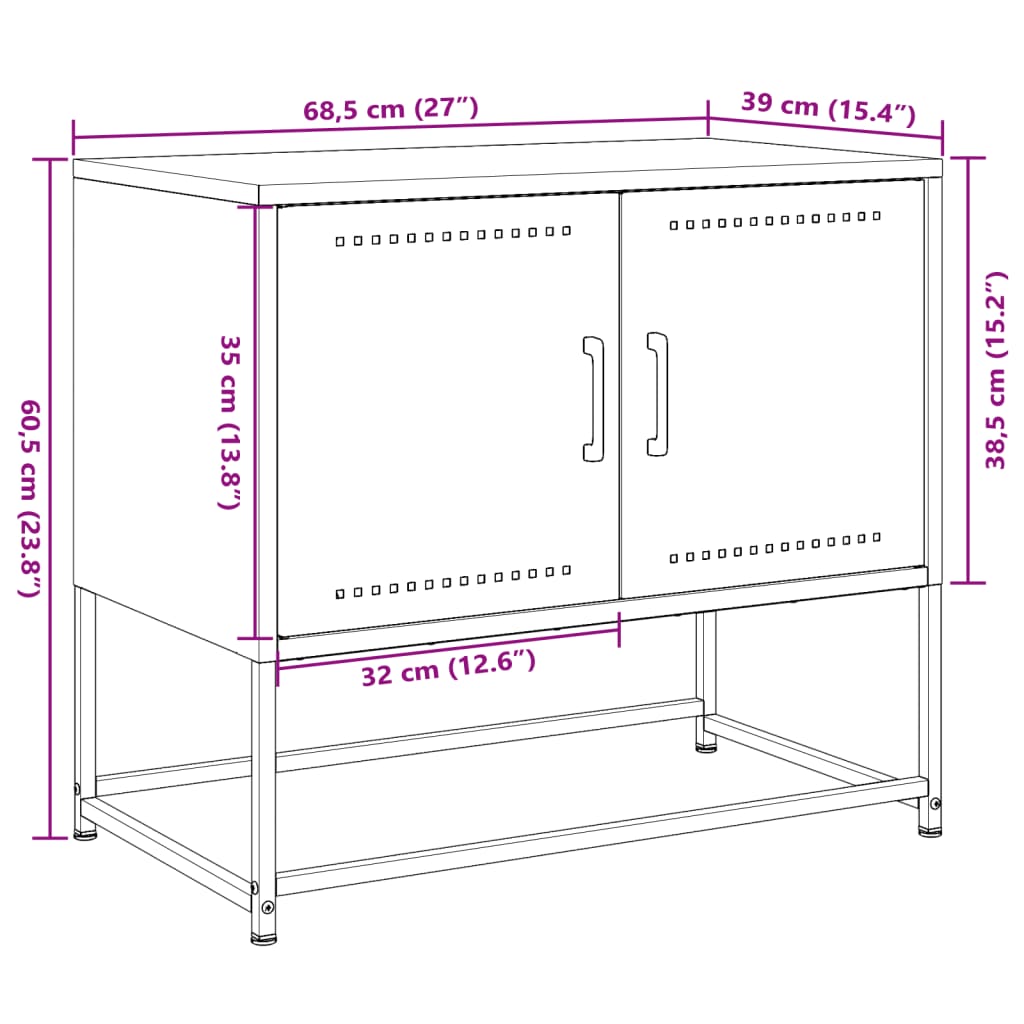 vidaXL TV skapītis, 68,5x39x60,5 cm, tērauds, olīvu zaļš