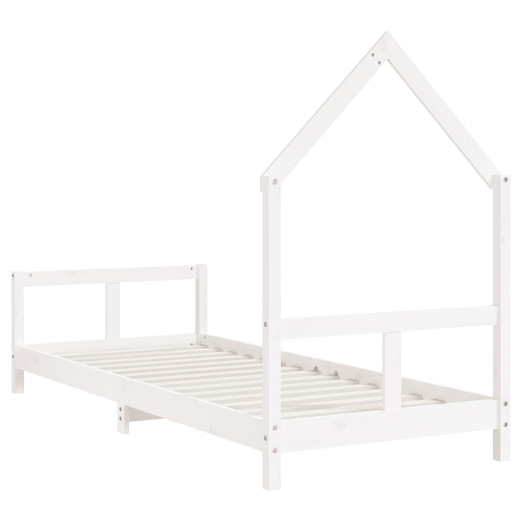 vidaXL bērnu gultas rāmis, balts, 80x200 cm, priedes masīvkoks