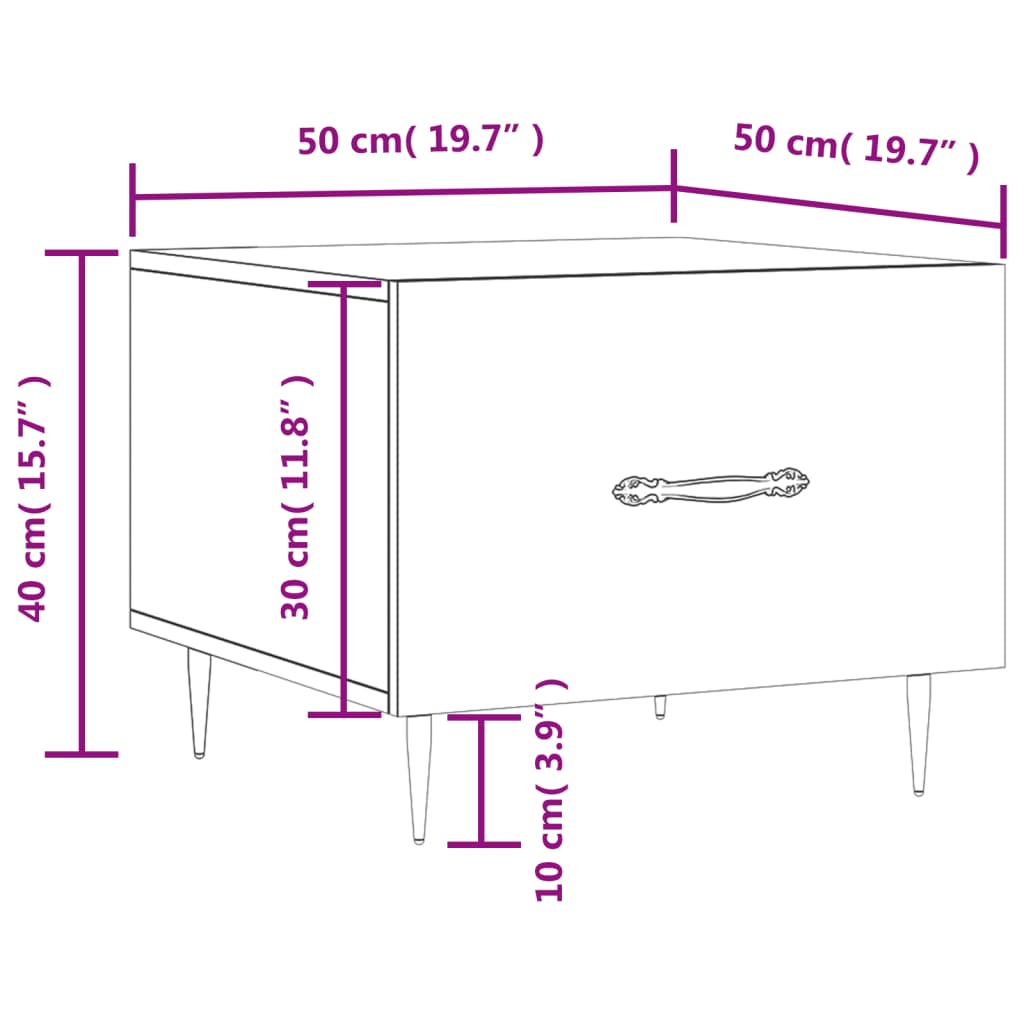 vidaXL kafijas galdiņi, 2 gab., balti, 50x50x40 cm, inženierijas koks