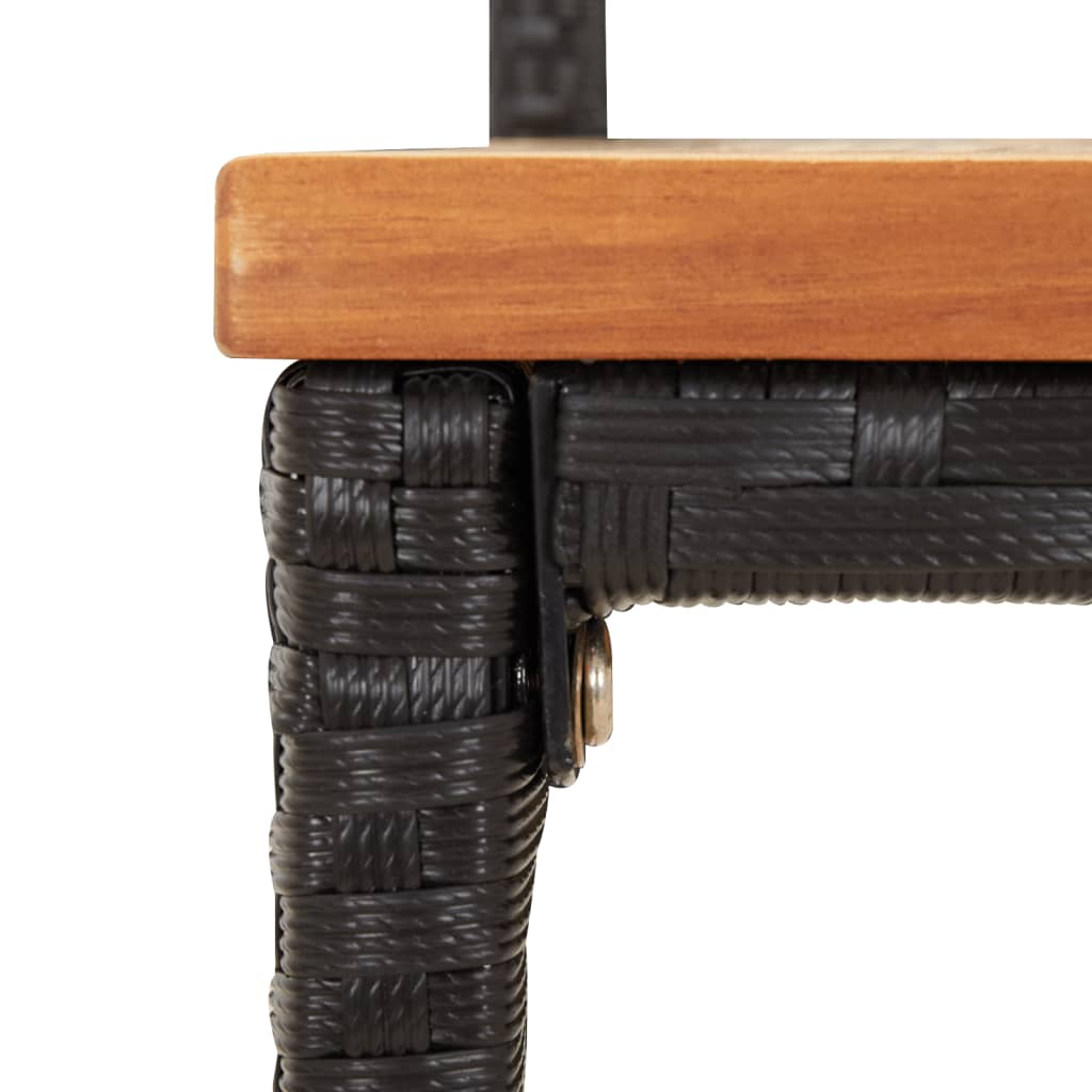 vidaXL bāra krēsli, 4 gab., melna PE rotangpalma, akācijas masīvkoks