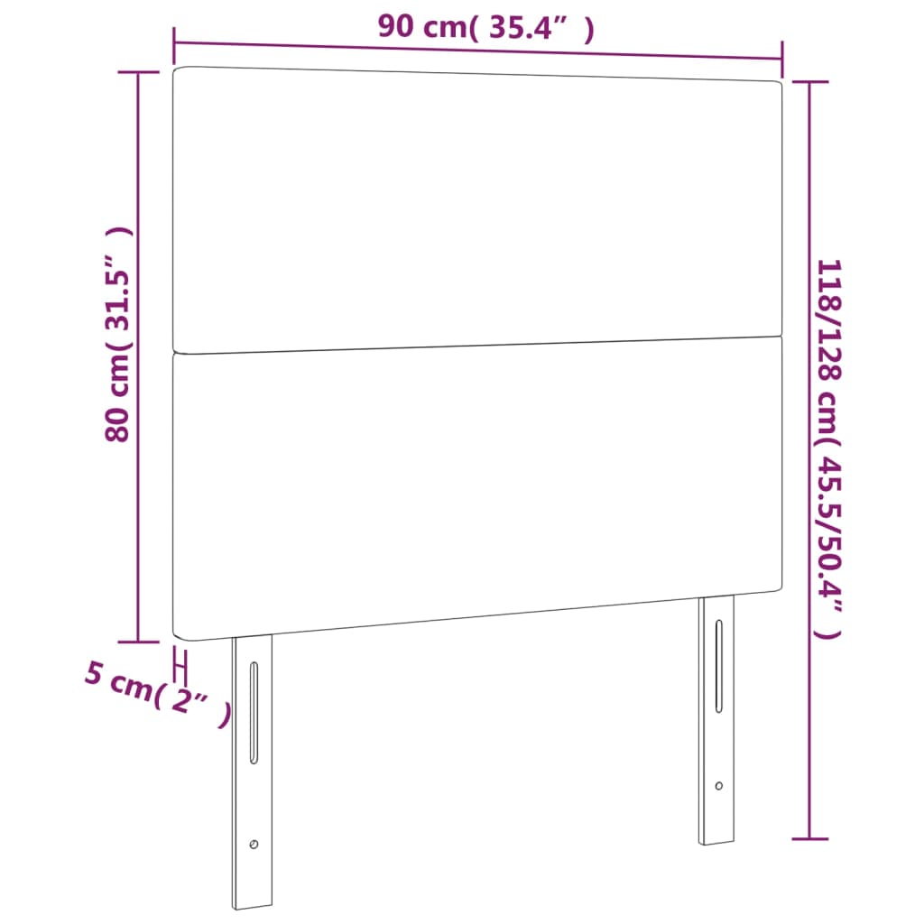 vidaXL gultas galvgalis ar LED, 90x5x118/128 cm, zils audums