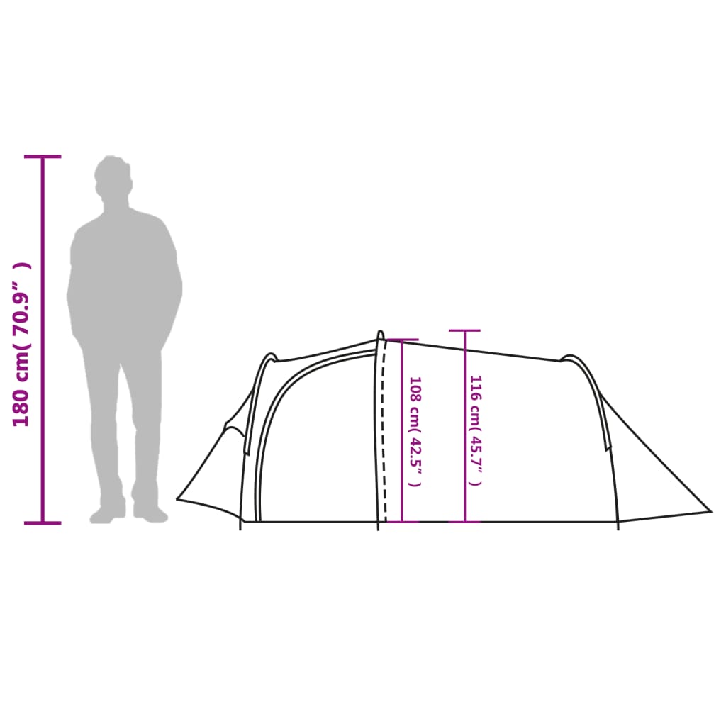 vidaXL kempinga telts tuneļa 3personām balta ūdensnecaurlaidīga audums