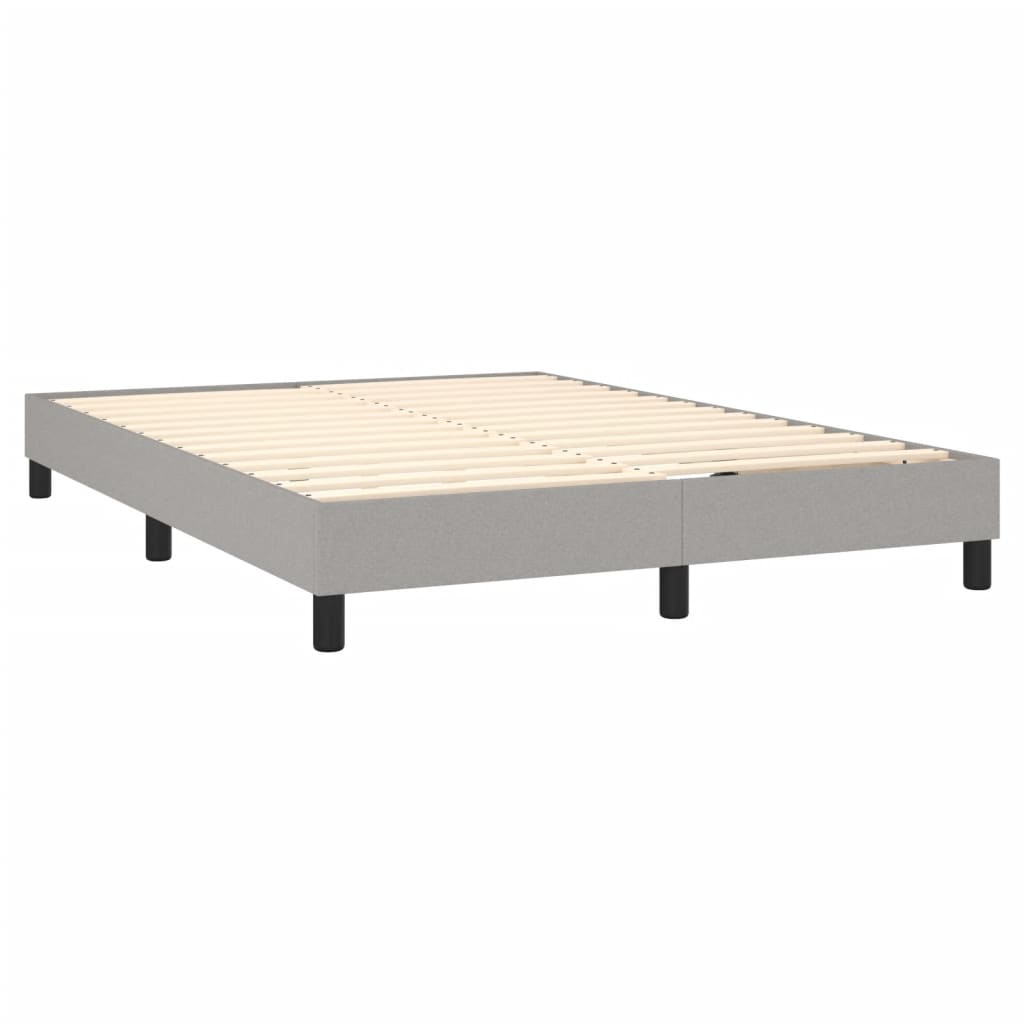 vidaXL atsperu gulta ar matraci, gaiši pelēka audums, 140x190 cm