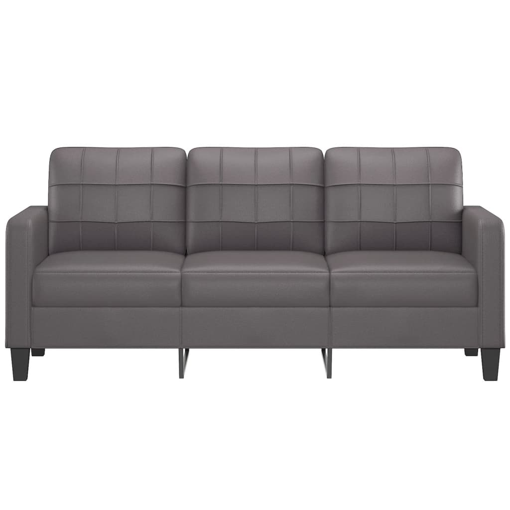 vidaXL trīsvietīgs dīvāns, pelēks, 180 cm, mākslīgā āda