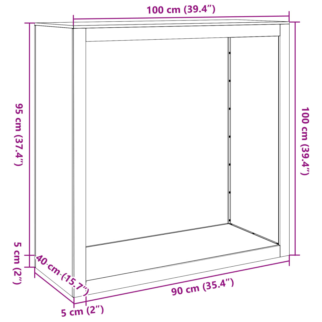 vidaXL malkas uzglabāšanas statīvs, 100x40x100 cm, cinkots tērauds