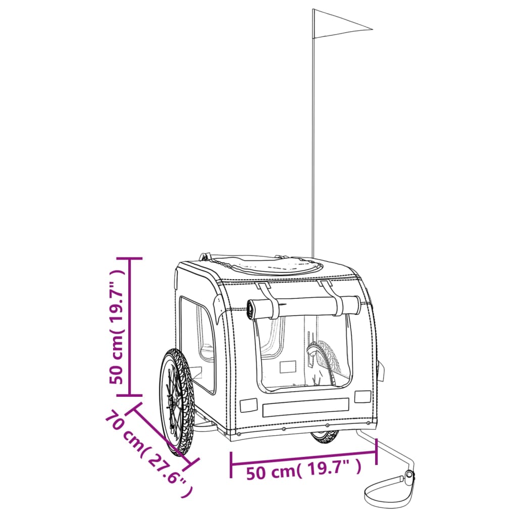 vidaXL mājdzīvnieku velo piekabe, oranža ar pelēku, audums un dzelzs