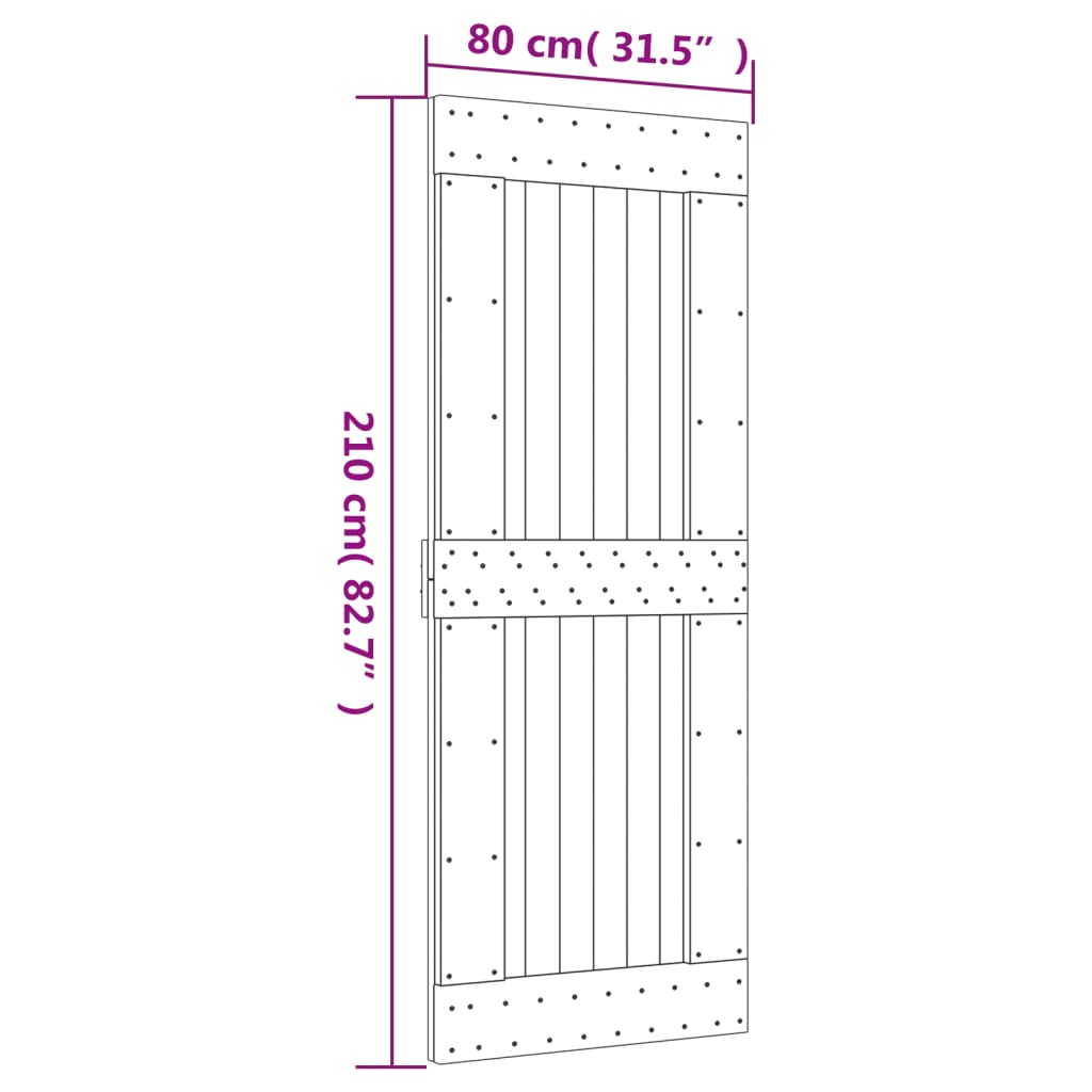 vidaXL durvis NARVIK, 80x210 cm, priedes masīvkoks