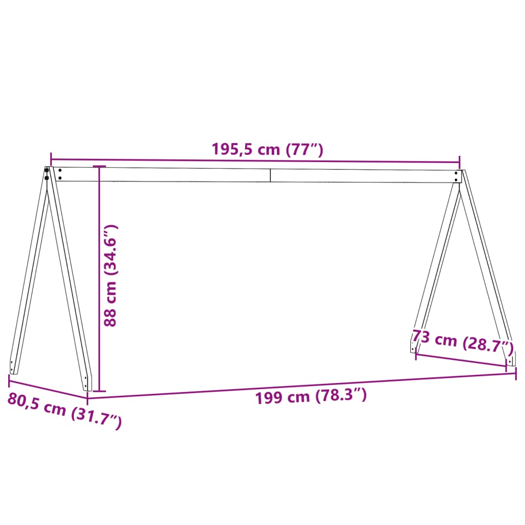 vidaXL bērnu gultas jumts, balts, 199x80,5x88 cm, priedes masīvkoks