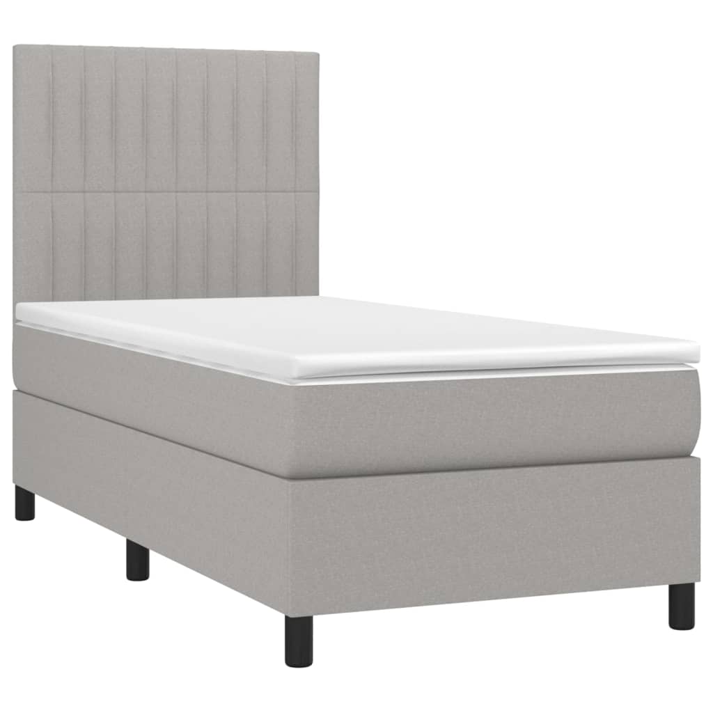 vidaXL atsperu gultas rāmis ar matraci, gaiši pelēka audums, 80x200 cm