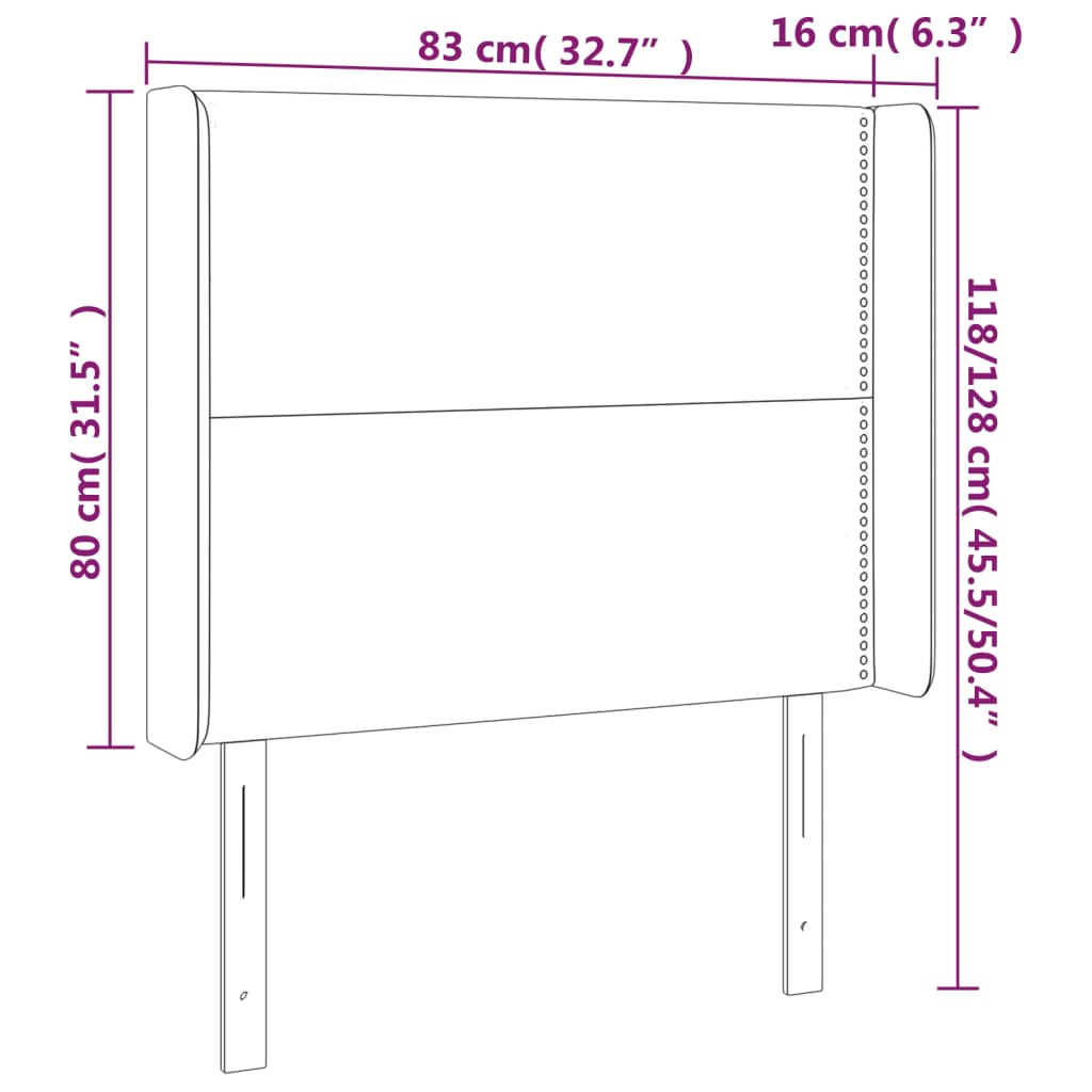 vidaXL galvgalis ar malām, 83x16x118/128 cm, tumši brūns audums