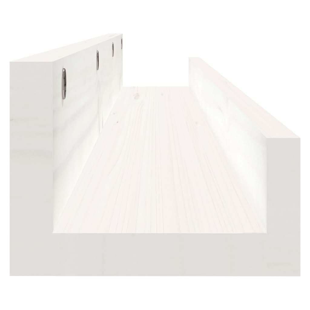 vidaXL sienas plaukti, 2 gab., balti, 80x12x9 cm, priedes masīvkoks