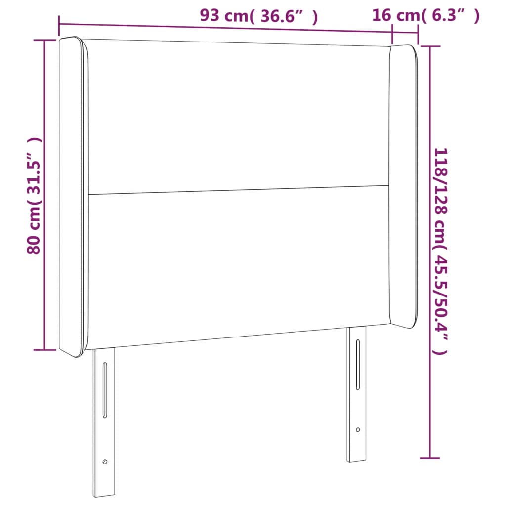 vidaXL gultas galvgalis ar LED, 93x16x118/128 cm, tumši brūns audums