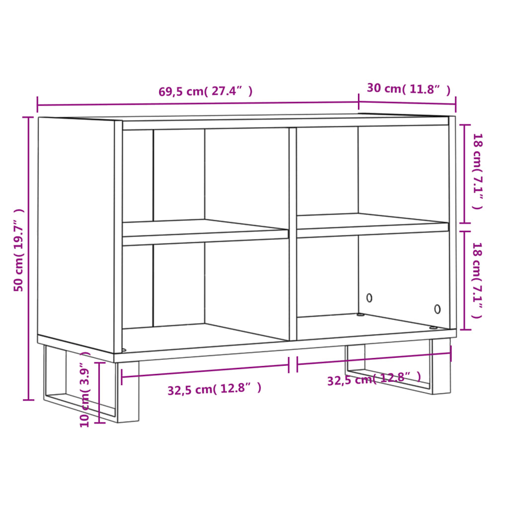 vidaXL TV plauktiņš, balts, 69,5x30x50 cm, inženierijas koks