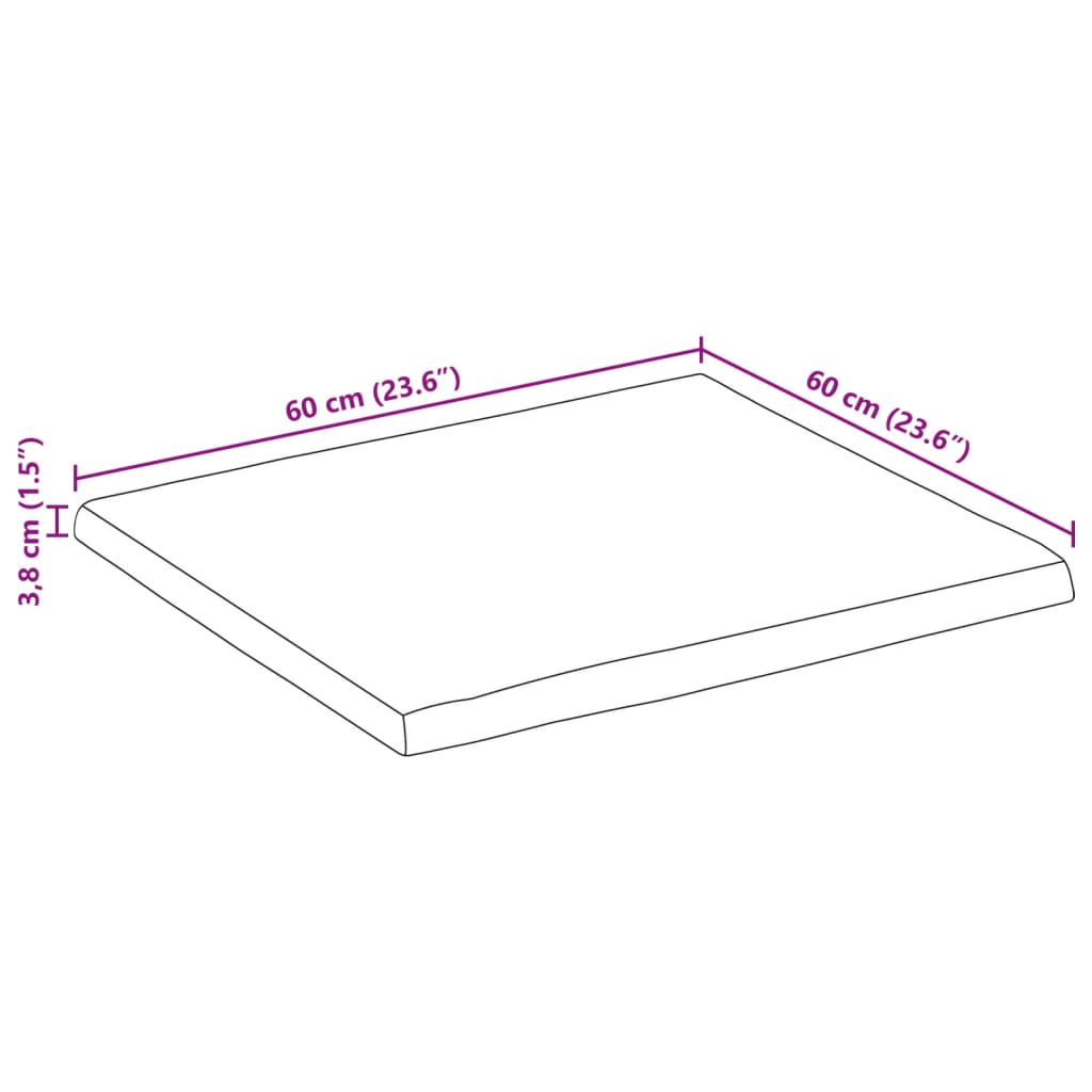 vidaXL galda virsma, 60x60x3,8 cm, mango masīvkoks