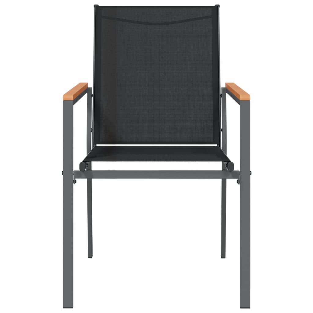 vidaXL dārza krēsli, 4 gab., 55x61,5x90 cm, tekstilēns, tērauds, melni