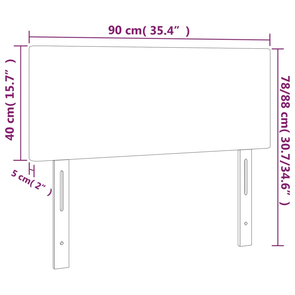 vidaXL gultas galvgalis ar LED, 90x5x78/88 cm, krēmkrāsas audums