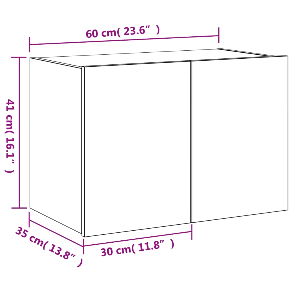 vidaXL TV plaukti ar LED lampiņām, 60x35x41 cm, brūna ozolkoka