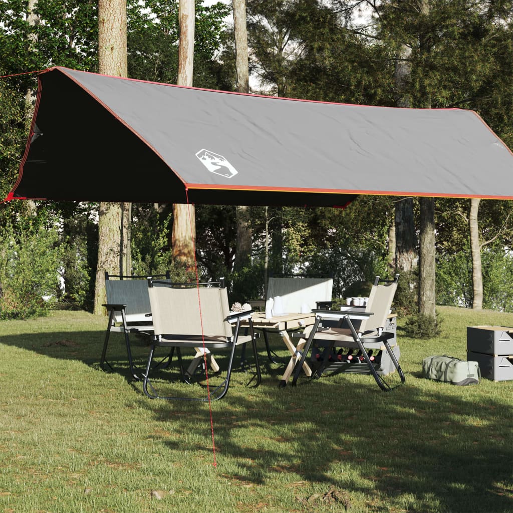 vidaXL kempinga tents, pelēka, oranža, 500x294 cm, ūdensizturīga