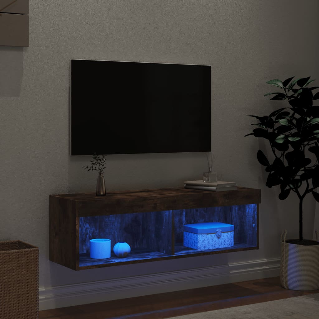 vidaXL TV skapītis ar LED lampiņām, ozolkoka krāsa, 100x30x30 cm