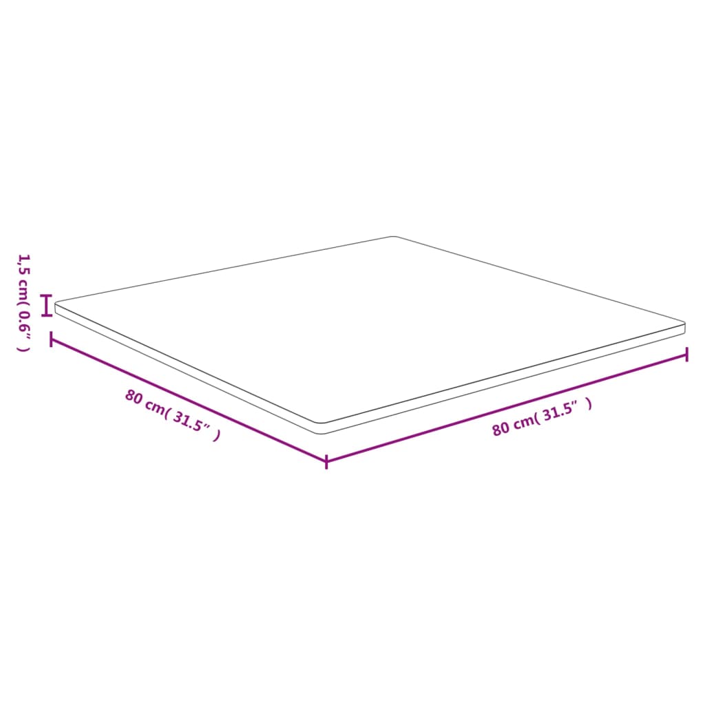 vidaXL galda virsma, 80x80x1,5 cm, bambuss