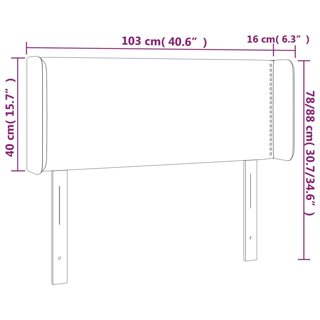 vidaXL gultas galvgalis ar LED, 103x16x78/88 cm, pelēka mākslīgā āda