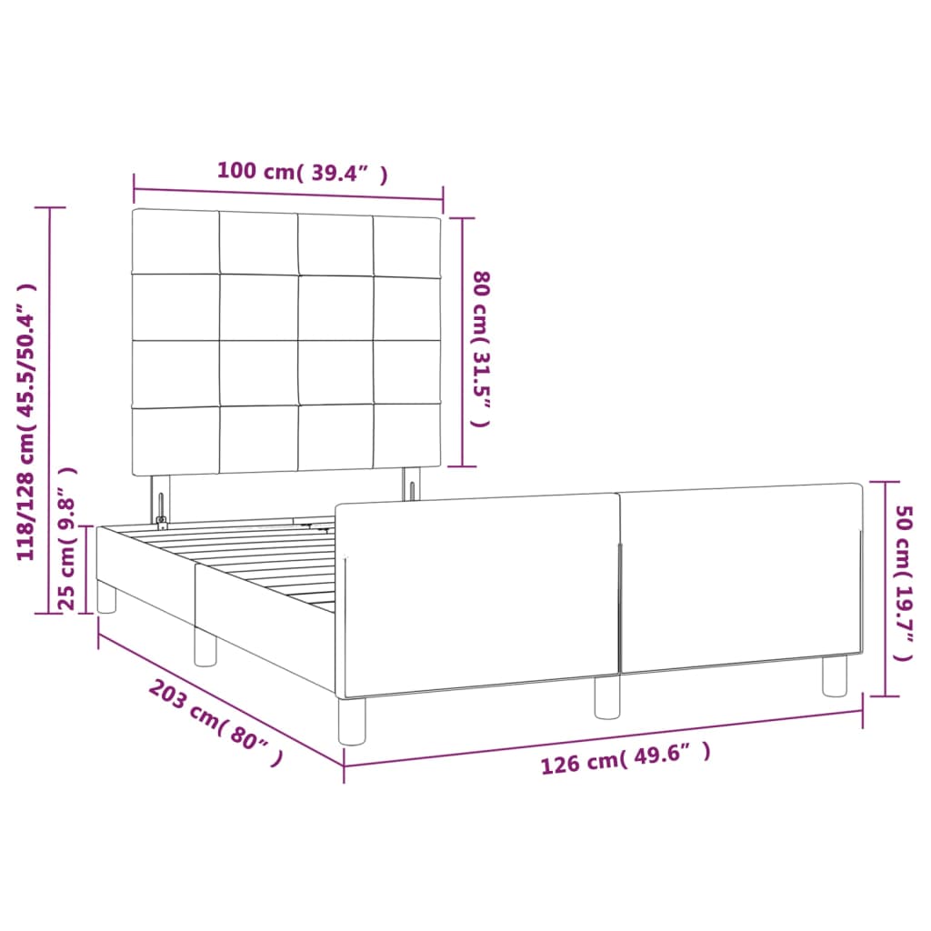 vidaXL gultas rāmis ar galvgali, rozā samts, 120x200 cm