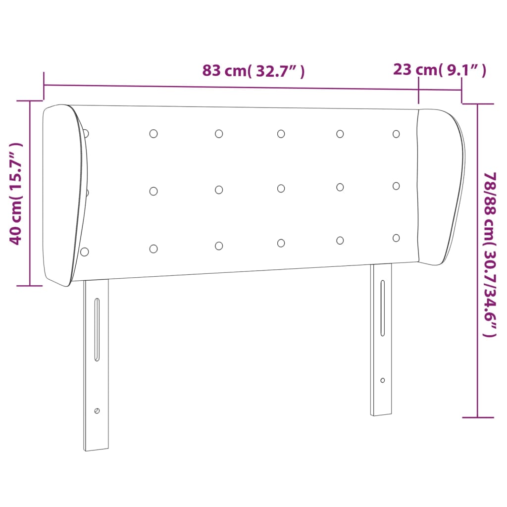 vidaXL galvgalis ar malām, 83x23x78/88 cm, gaiši pelēks audums