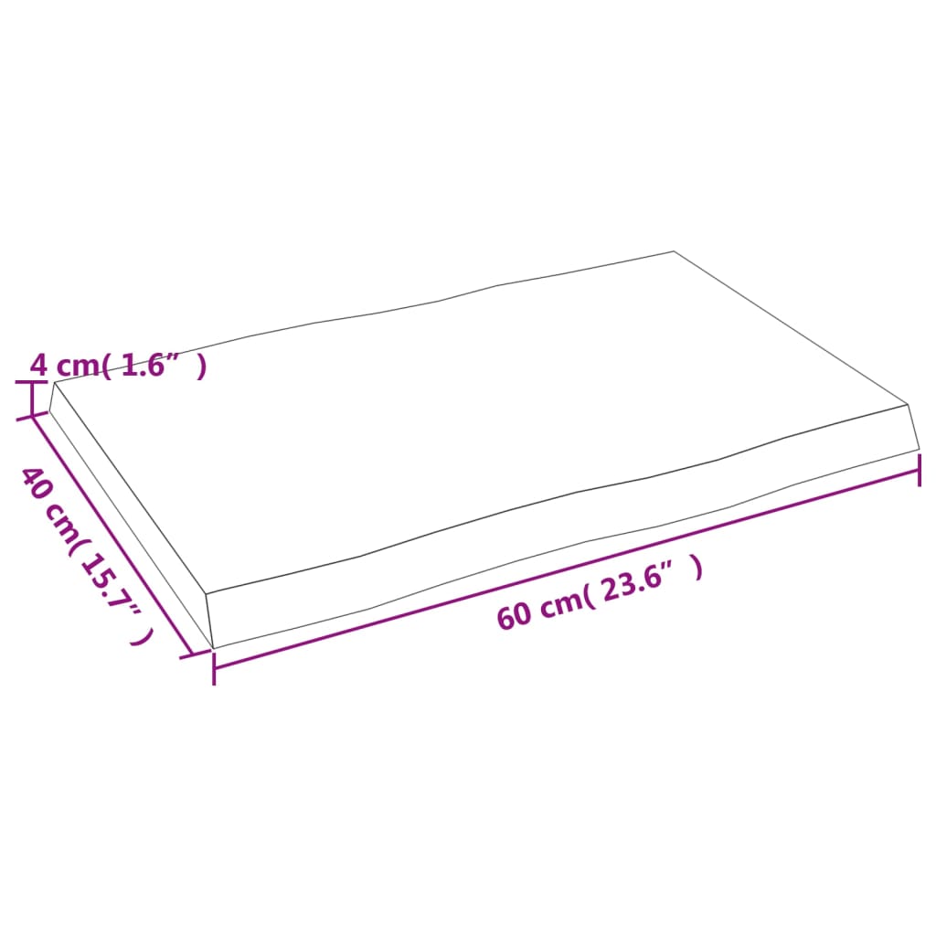 vidaXL galda virsma, gaiši brūna, 60x40x(2-4)cm, ozola masīvkoks