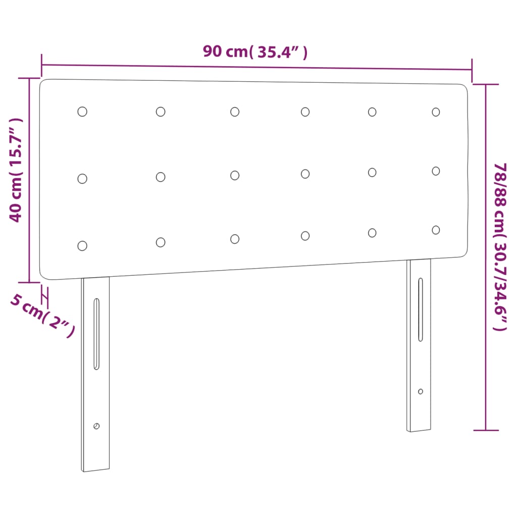 vidaXL gultas galvgalis ar LED, 90x5x78/88 cm, tumši pelēks audums